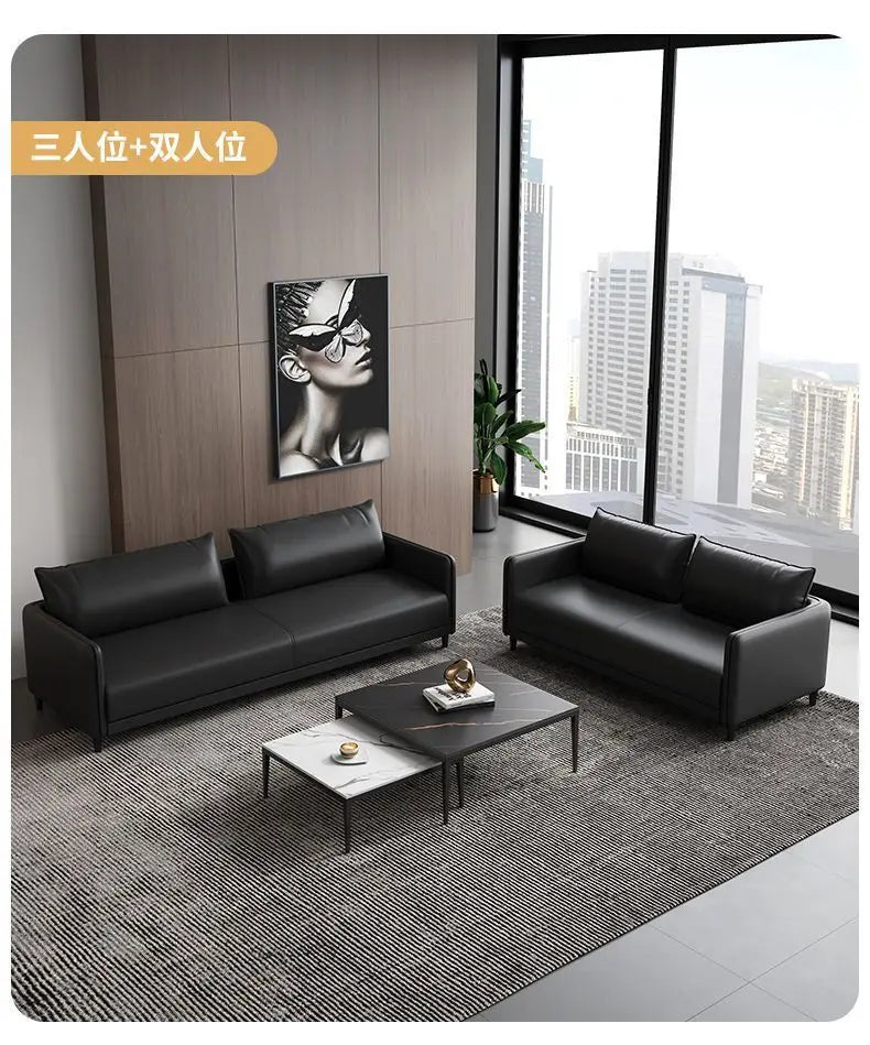 Office sofa business reception modern simple small meeting guests negotiate leather sofa office sofa coffee table combination