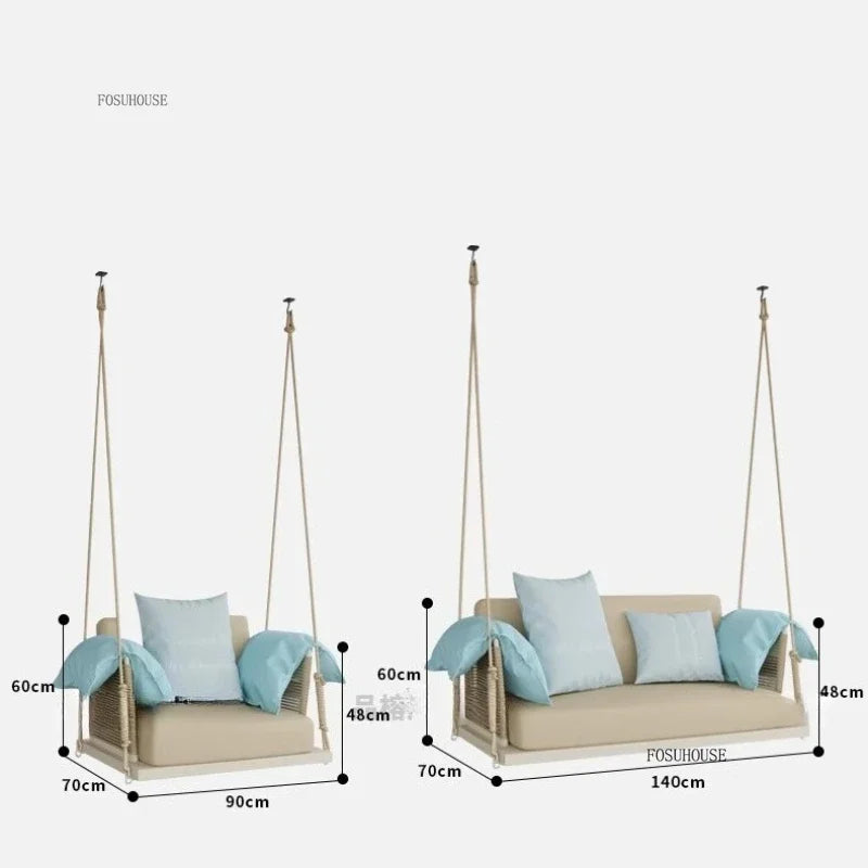 Nordic Patio Swings Indoor Balcony Hanging Basket Chair Home Single Double Rope Hanging Basket Hanging Chairs Outdoor Furniture