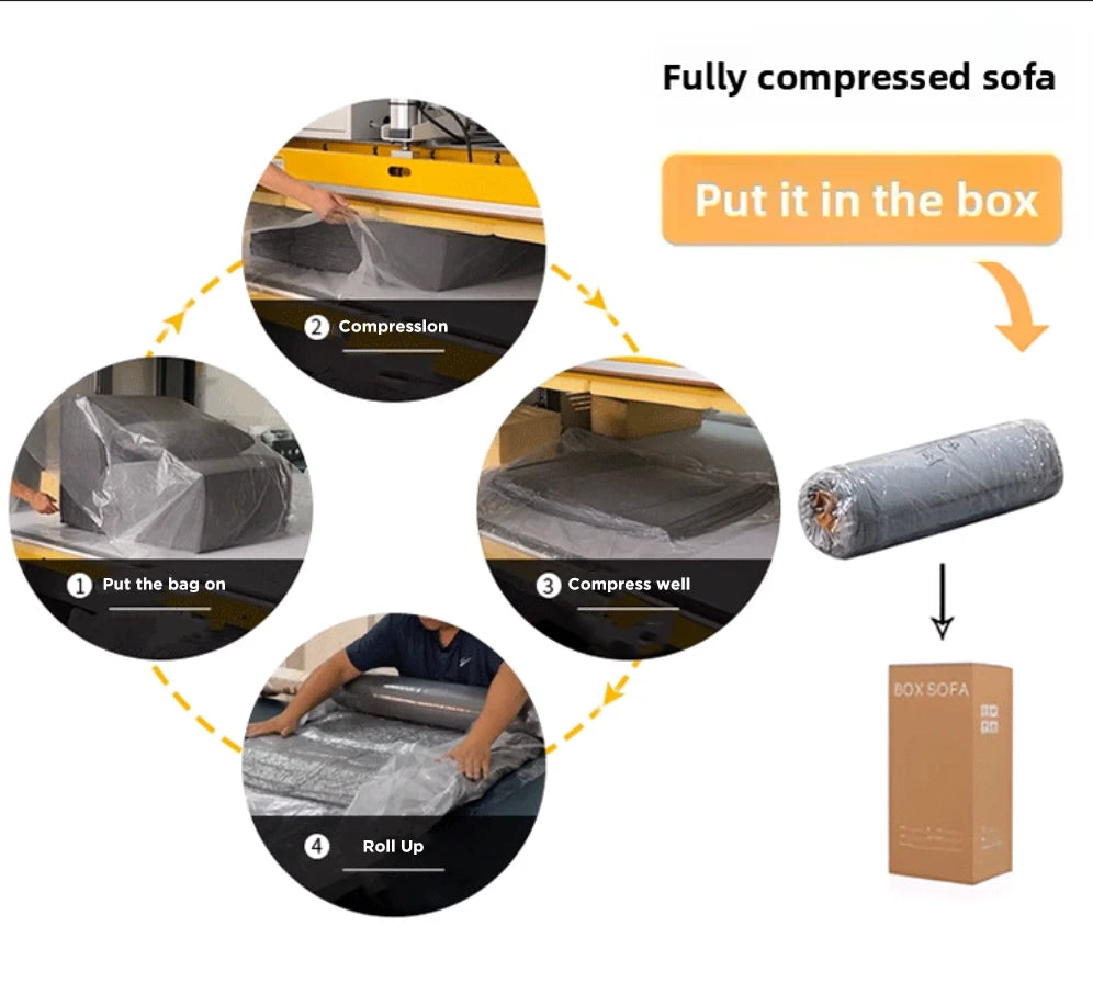 Modern single compression sofa easy to assemble fabric upholstery