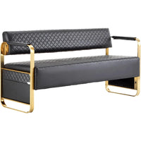 OmySalon Waiting Room Chairs with Arms, 57.5’’ Office Guest Chair upholstered Bench Seating, Reception Furniture for Beauty Salo