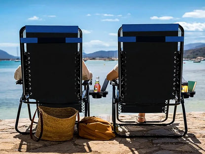 Outdoor Padded Zero Gravity Chair, Patio Lounge Chair Outdoor Recliner, Oversized Anti Gravity Lounger with Adjustable Headrest