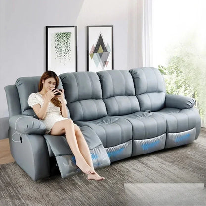 Manual / Electric Recliner Sofa Genuine Leather Couch for Livingroom Theater Seat Cinema Recliner Multifunctional Sofa