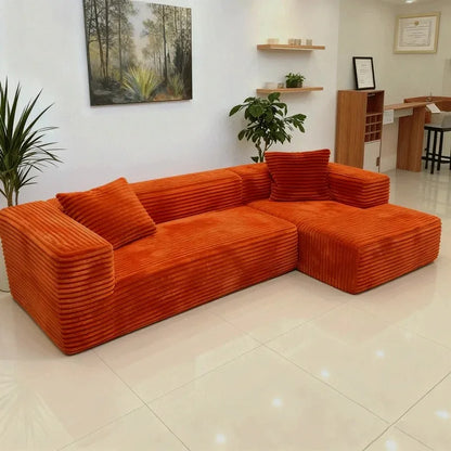Compression sofa tofu block corduroy simple light luxury compression L-shaped corner sofa