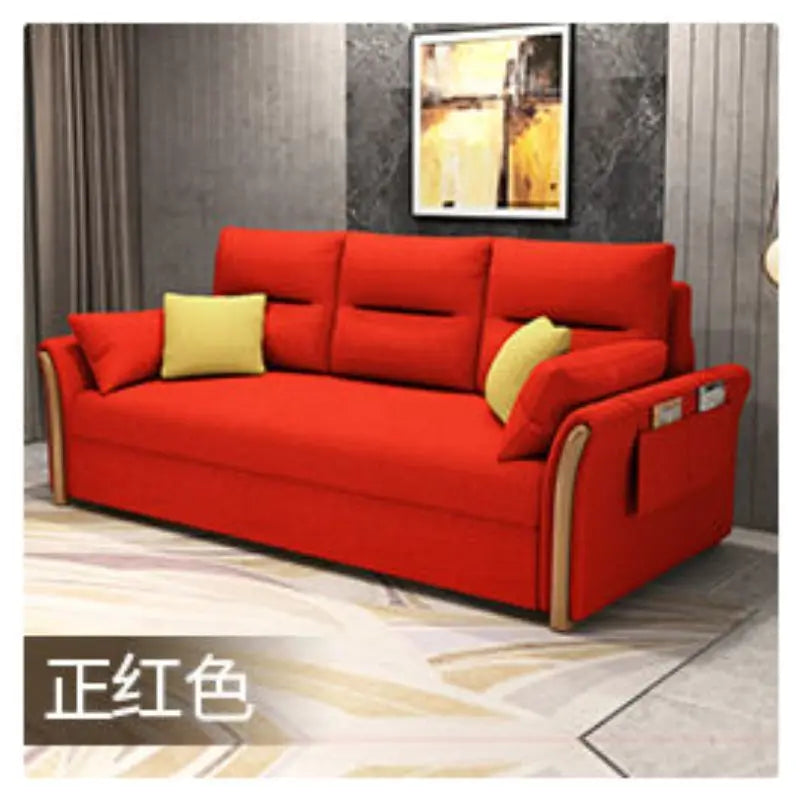 Multifunctional foldable sofa bed dual-purpose retractable small apartment storage single push-pull bed technology fabric