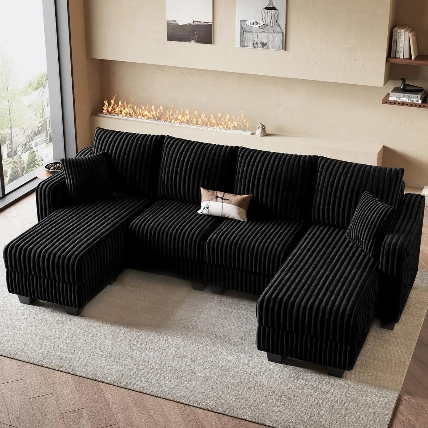 U Shaped Couch with Reversible Chaises Sectional Couches for Living Room Sectional Couch with Ottomans Corduroy, Customized