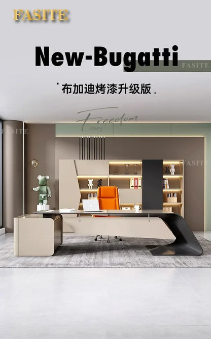 High-end Lacquered Boss Desk, Stylish Atmosphere, Modern and Simple Office Desk, High-end Workbench