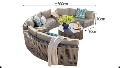 Outdoor sofa combination garden terrace leisure rattan circular courtyard outdoor open-air rattan chair sun room rattan sofa