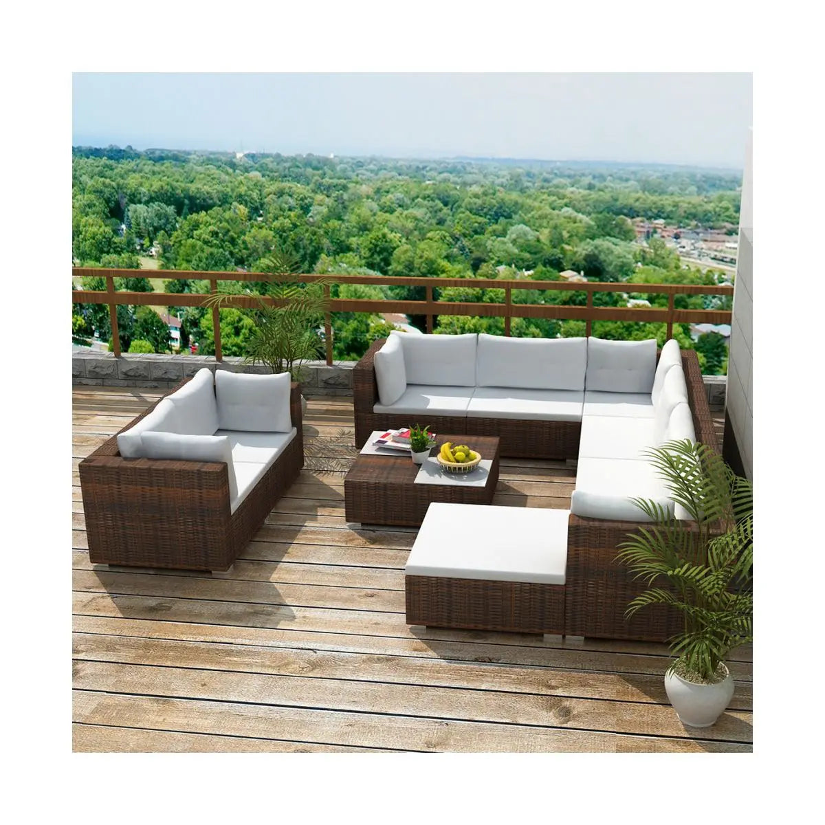 Outdoor rattan sofa combination U-shaped corner courtyard garden balcony hotel