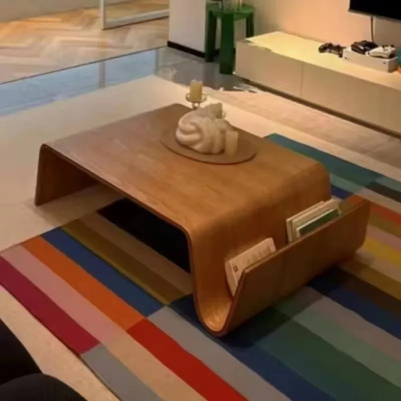 Solid Wood Coffee Table Wooden Computer Bentwood Room Desks Portable Low Center Tea Table Living Room Furniture Side Storage
