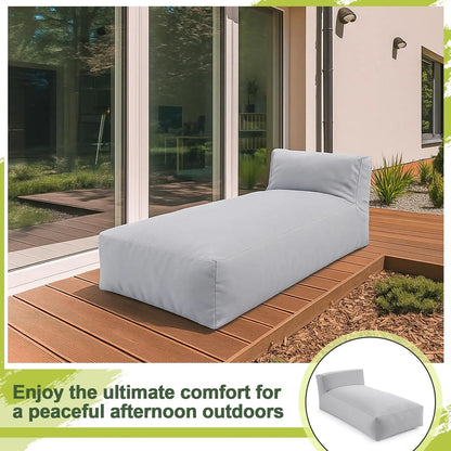 Outdoor Bean Bag Lounger Chair 70'' Patio Daybed Sofa Bed with Sponge Filling, Water-Resistant Outdoor Chaise Lounge for Pool, D