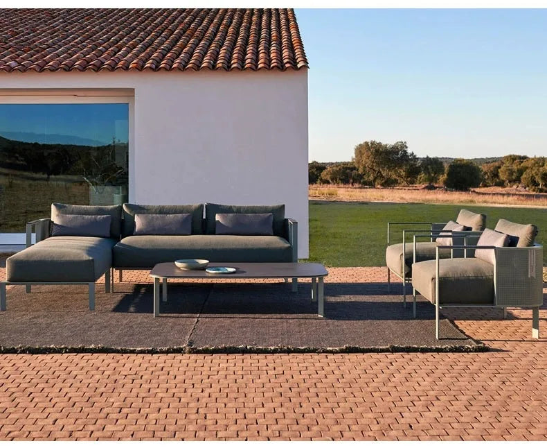 Outdoor stainless steel sofa Hotel sales office Terrace Dining table and chairs