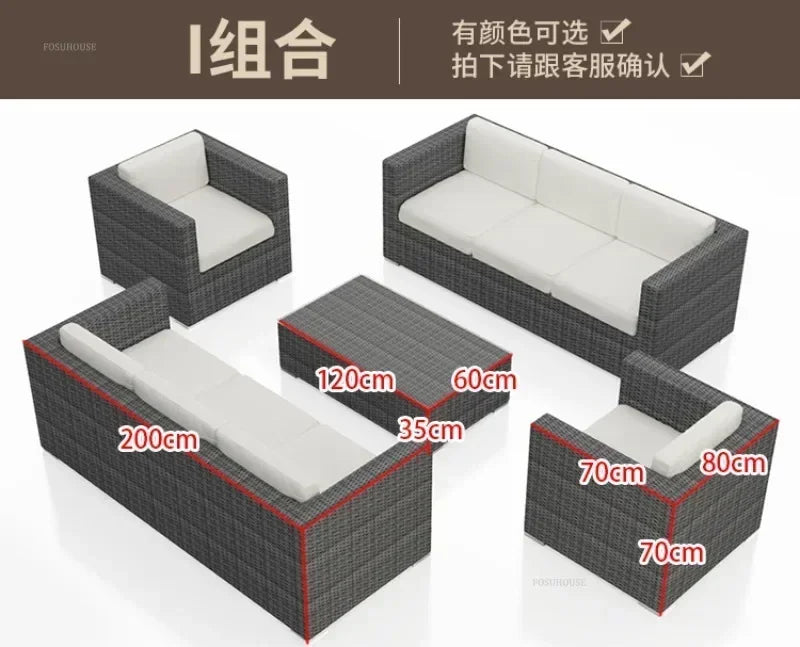 Luxury Terrace Courtyard Garden Furniture Outdoor Garden Sofa Combination Outdoor Waterproof Sun Protection Leisure Sofa Chair N