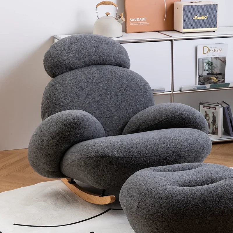 Internet celebrity rocking chair, household cream wind living room balcony bedroom leisure single sofa rocking chair