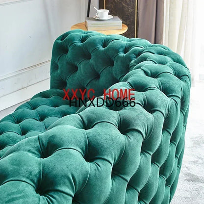 American Light Luxury Pull Buckle Large Apartment Designer Living Room Villa Creative Curved Sofa