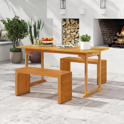 Banc de patio en bois d'acacia, banc d'extérieur en bois à lattes de 36 po pour 2 personnes, capacité de 800 lb, sièges sans dossier pour l'extérieur, personnalisable
