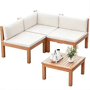 Garden Garden Furniture Outdoor Sofa Set Modern Home Style Teak Sofa with Coffee Table