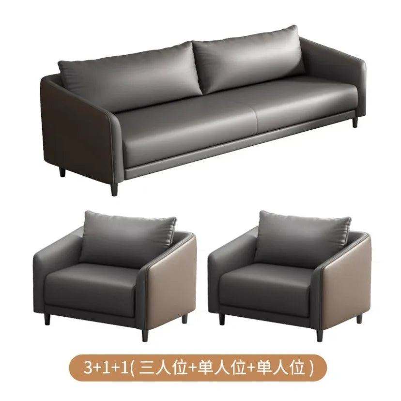 Office Sofa Modern Meeting Guests Business Reception Negotiation Leisure Area Modern Leather Sofa Coffee Table Combination Set