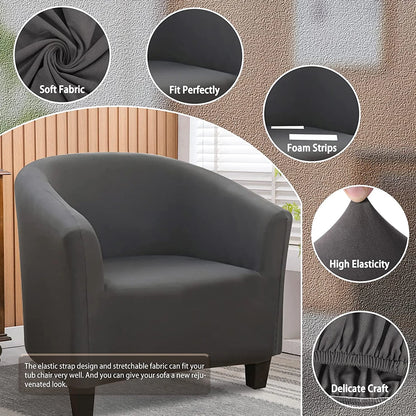 Stretch Club Chair Slipcover Spandex Barrel Chair Covers Printed Tub Living Room Armchair Covers Furniture Protector Sofa Cover