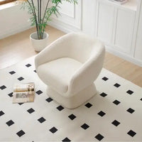 White Boucle swivel Chair, Solid Wood Frame, Modern Leisure Armchair, Ideal for Living Room & Bedroom