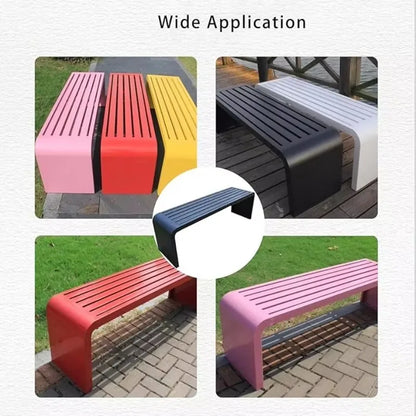 Banc extérieur moderne en acier inoxydable, siège de parc de jardin en métal robuste, banc de parc public Durable pour sièges de rue urbains