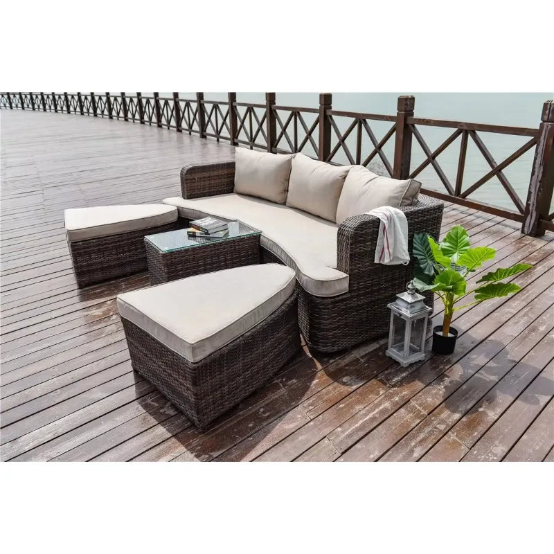 Modern outdoor patio and garden furniture set waterproof rattan lounge sofa bed and hotel park chair