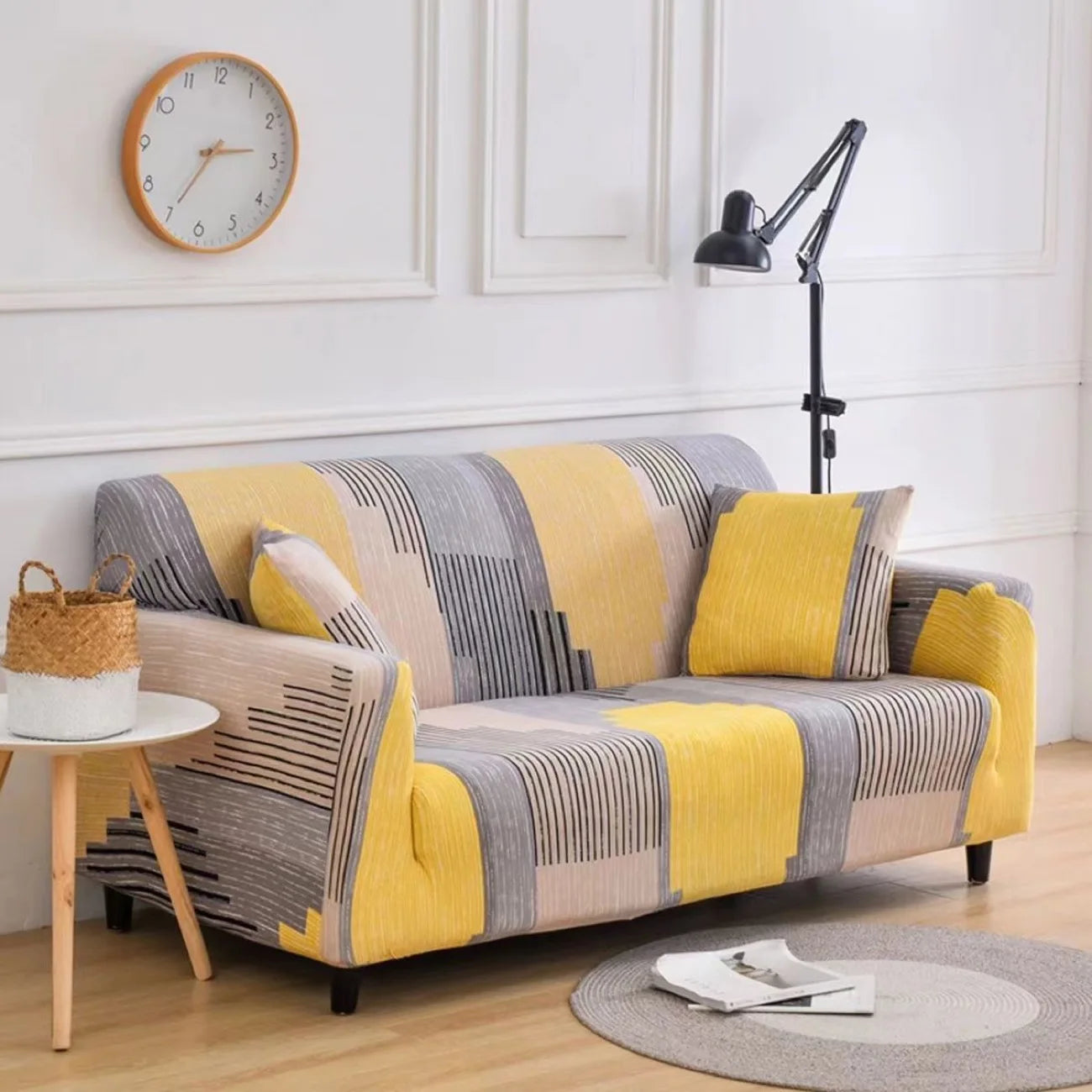 New All-season L-shape Non-slip Elastic Sofa Cover With Patterns, 360 Degree Coverage 1/2/3/4 Seat Sofa Cushion for Living Room