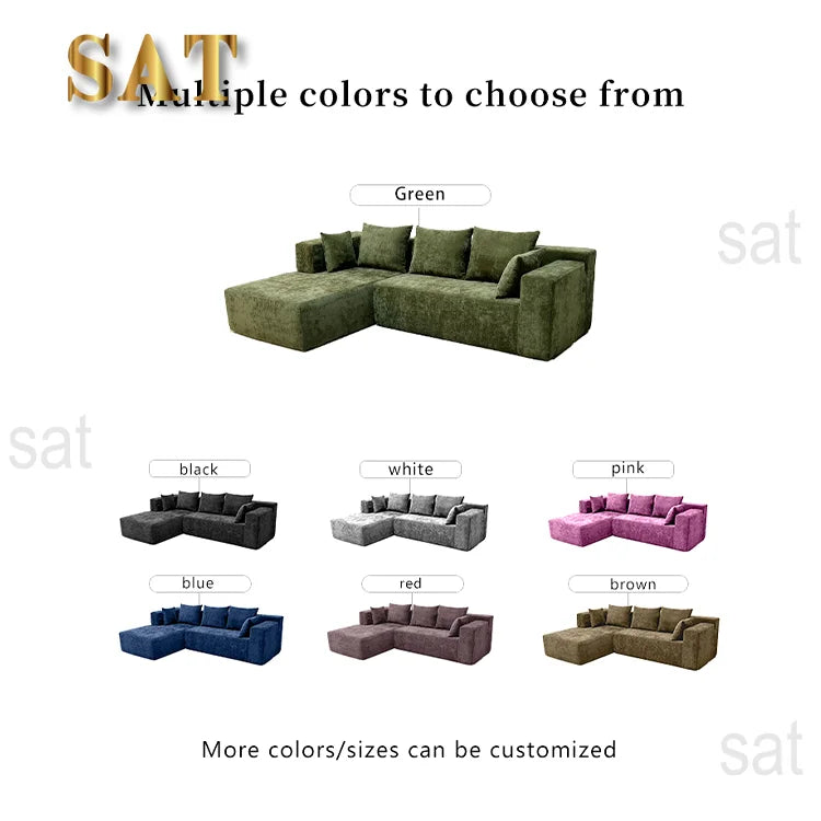 For Modern L-Shape Compressed Corner Sofa Set in a Box Fabric 45D Foam Sponge High Density Reclining for Living Room Furniture