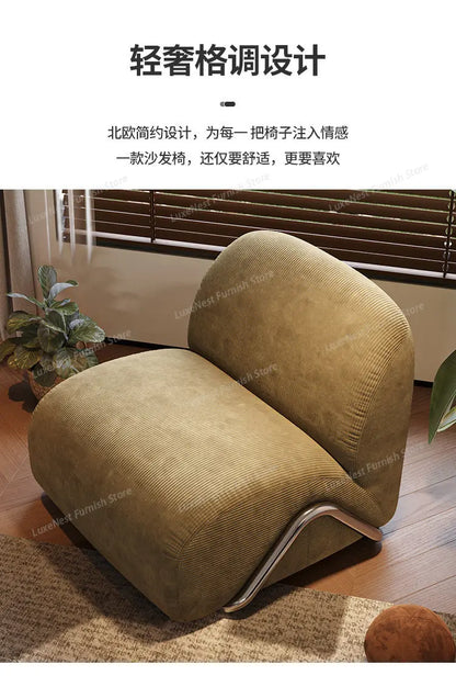 Home Modern Flannel Living Room Sofas Couch Single Sofa Bedroom Lazy 1-person Sofa Living Room Furniture Boneless Couch Sofas