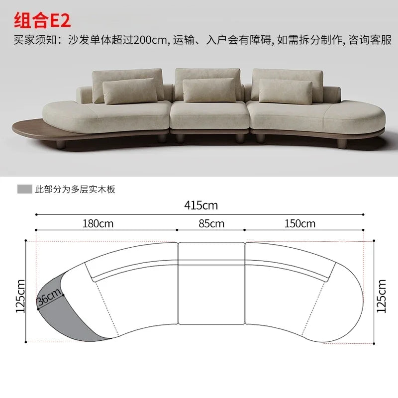 B73 Italian wabi-sabi palm beach fabric sofa living room modern simple curved light luxury, reception sofa