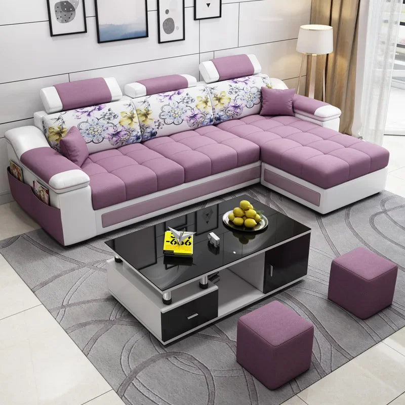 Leather sofa, simple and modern small apartment sofa, three people in the living room