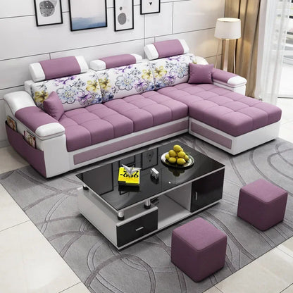 Leather sofa, simple and modern small apartment sofa, three people in the living room
