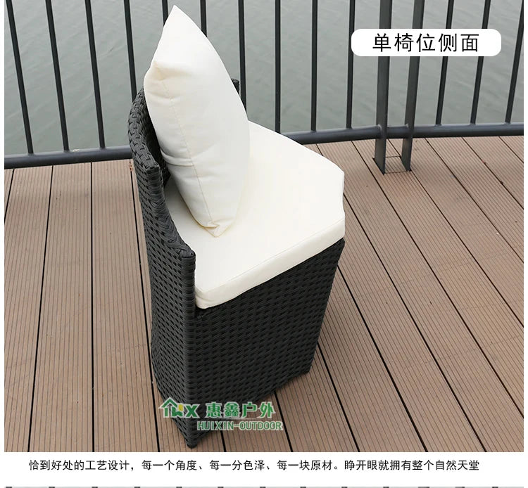 Outdoor leisure courtyard rattan chair five-piece combination outdoor villa open-air balcony creative storage home back chair