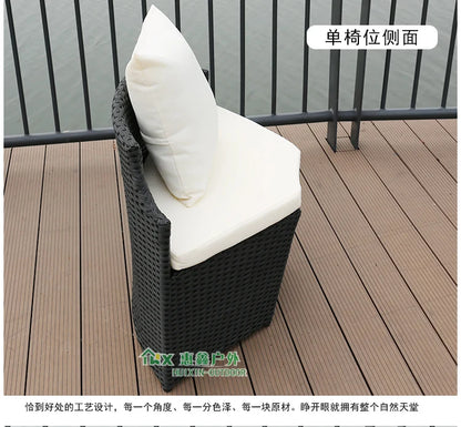 Outdoor leisure courtyard rattan chair five-piece combination outdoor villa open-air balcony creative storage home back chair