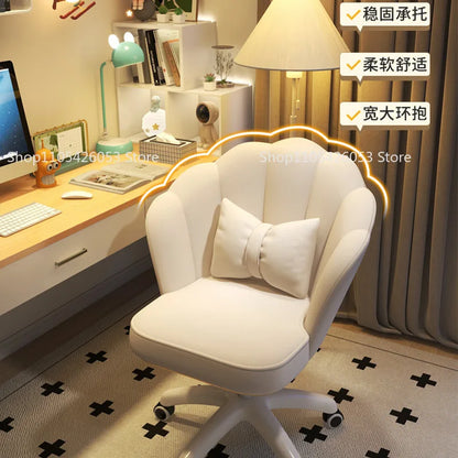 Computer Chair, Comfortable, Sedentary, Backrest, Home, Study, Office, Swivel Chair, Bedroom, Dresser, Petal, Makeup Chair