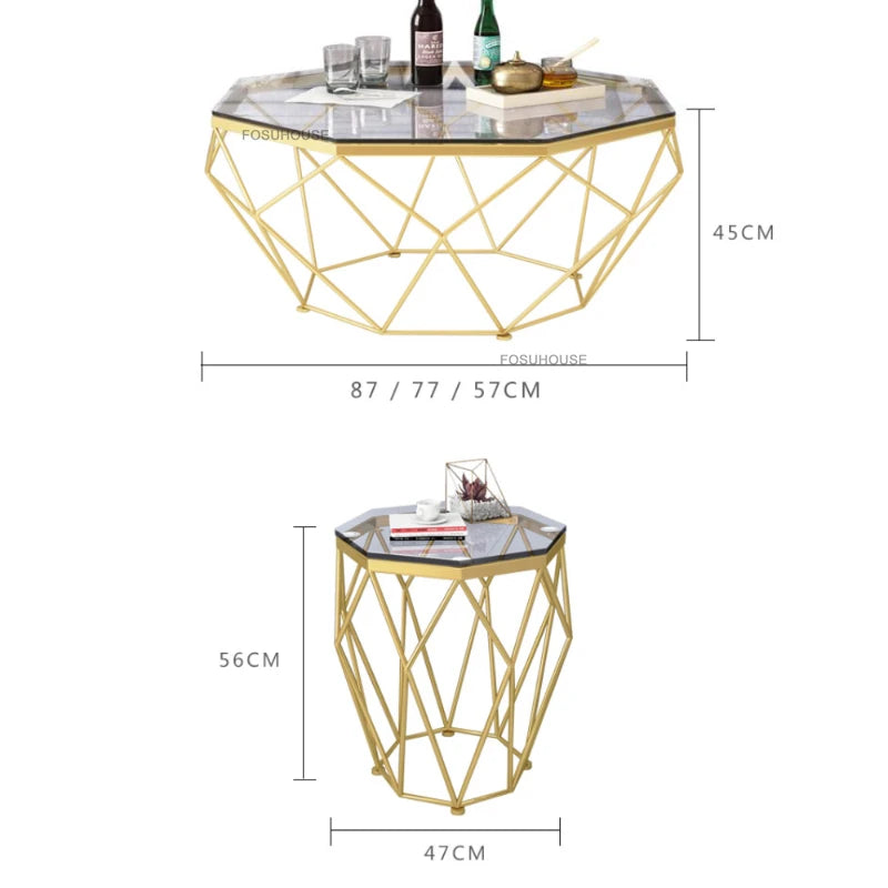 Nordic Light Luxury Tempered Glass Coffee Tables Small Apartment Sofa Side Table Simple Iron Corner Table Living Room Furniture