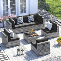 7-Piece Modular Wicker Outdoor Sectional Sofa Set with Waterproof Cover - Stylish Patio Furniture for Outdoor Conversations
