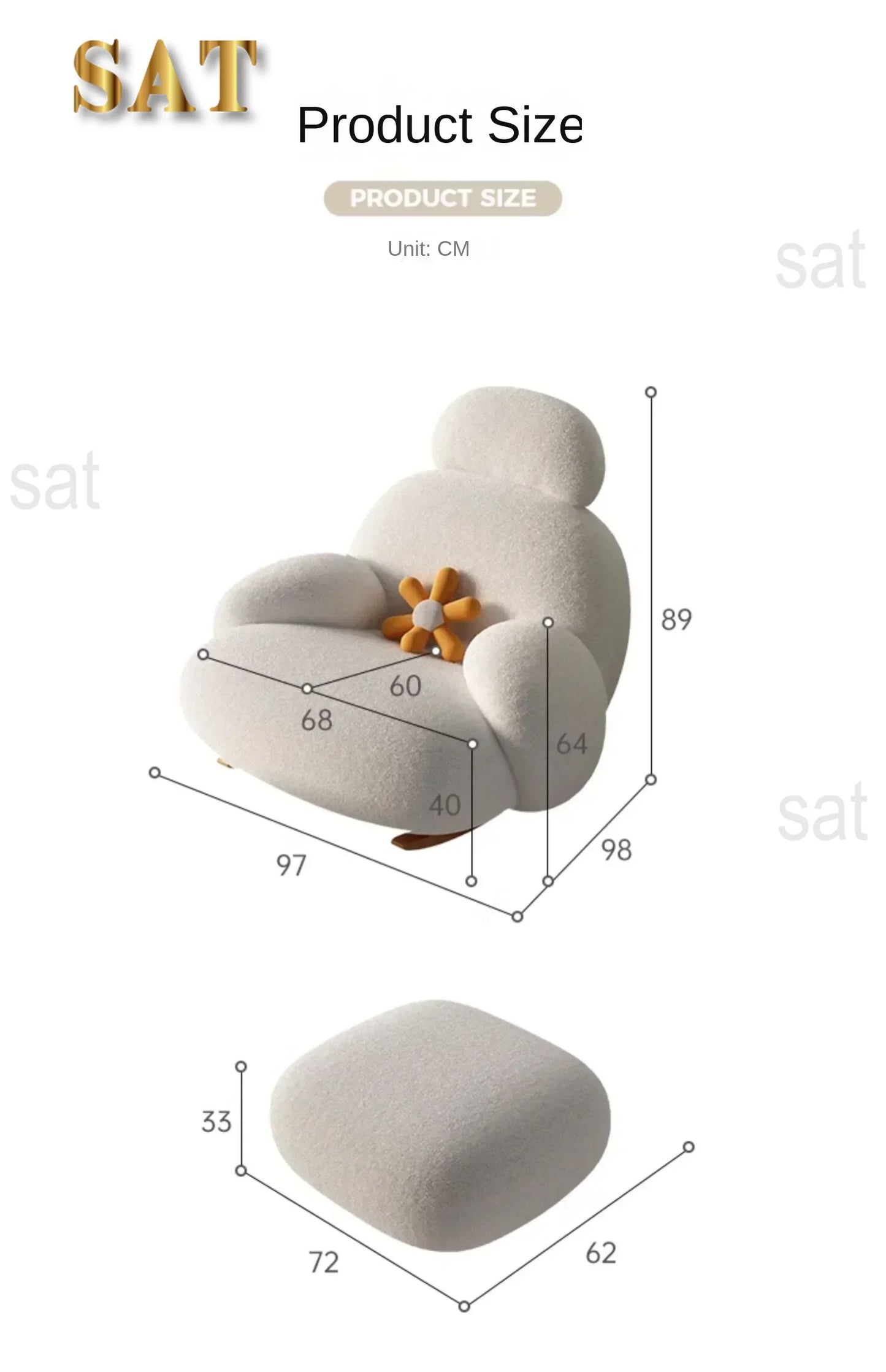 Fluffy White Living Room Chair, Modern Cute Ergonomic Floor Lounge Recliner, Meuble Salon Home Furniture Rocking Chair  Designer