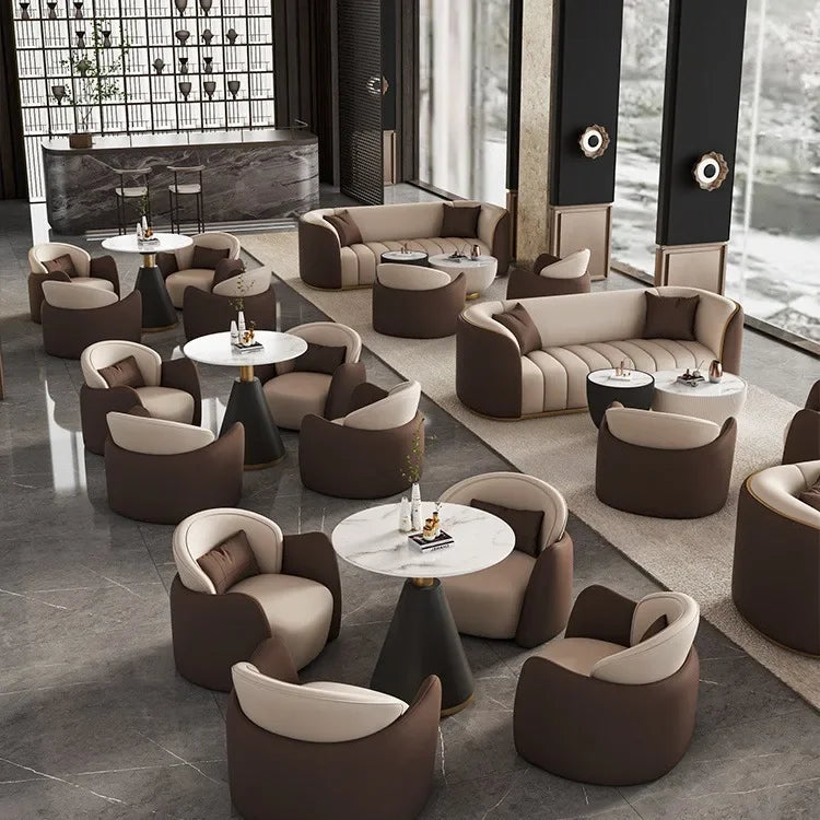 Italian Light Luxury Negotiation Sofa Hotel Lobby Meeting Area Tables And Chairs Sales Office Business Reception Sofa