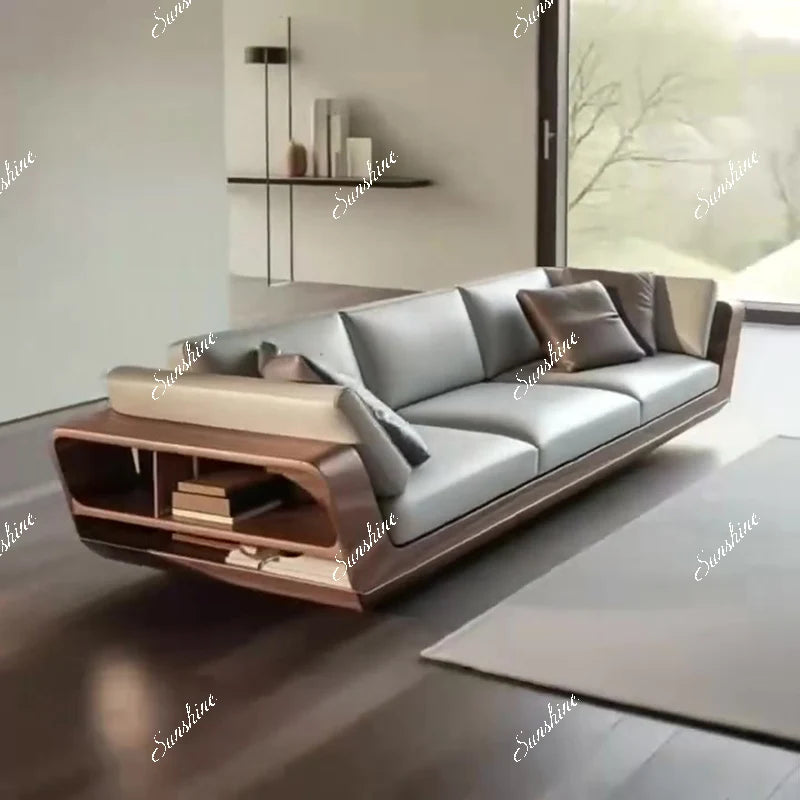 Italian minimalist, solid wood Nordic simple sofa living room villa hotel high-end straight row
