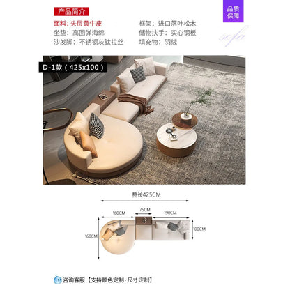 Italian minimalist Connelly leather sofa light luxury large and small apartment straight row three people first layer cowhide li