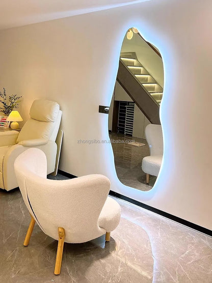 High-end Luxury LED Hairdressing Mirror Hanging Mirror Glass One Side Can Be Customized Size For Barber Shop