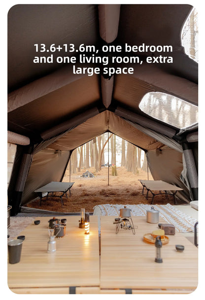 Mountainhiker 13.6㎡ Large Inflatable Tent Outdoor Camping 8-10 Person Tent Rainproof Family Awning Beach Quick Open Fishing Park