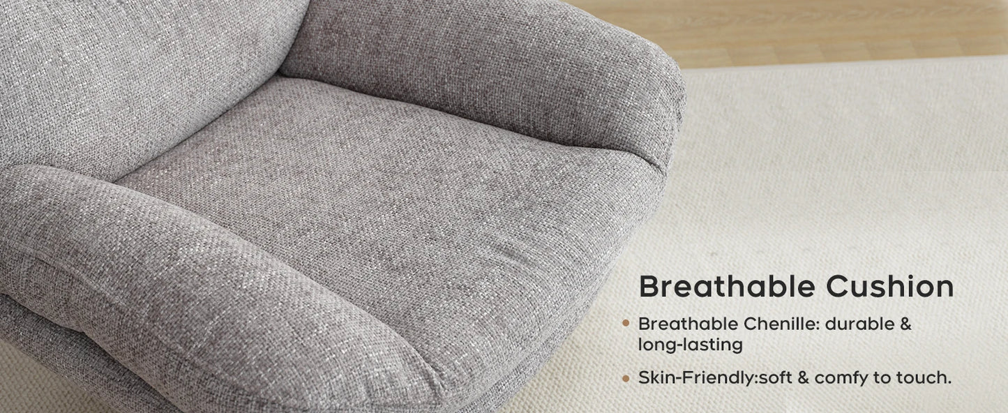 TODRANI 360° Swiveling Tilting Chenille Accent Chair with Ottoman Comfy Modern Armchair for Living Room Reading TV Lounge Chair