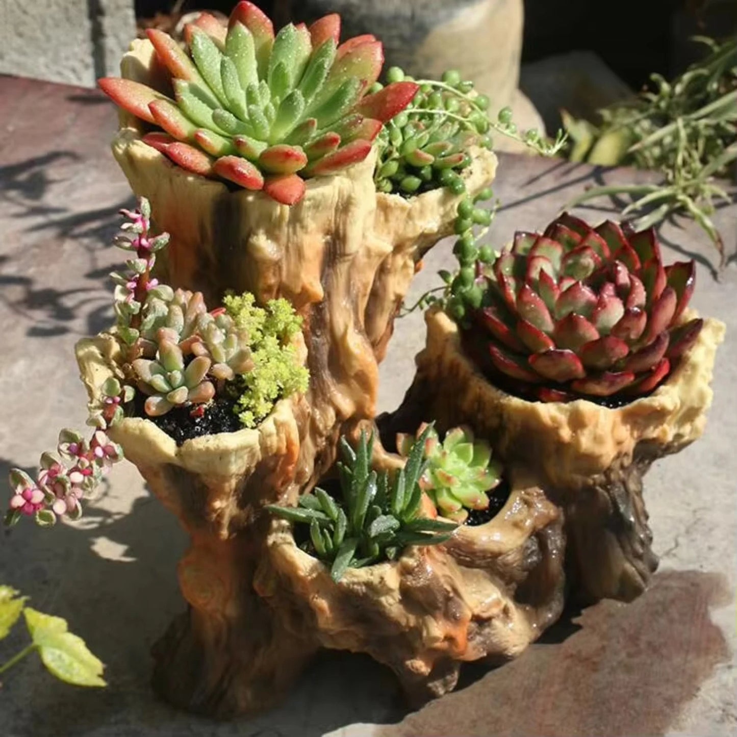 American Broken Root Shape Succulent Resin Flower Pot Outdoor Balcony Furnishing Crafts Garden Villa Vase Ornaments Decoration