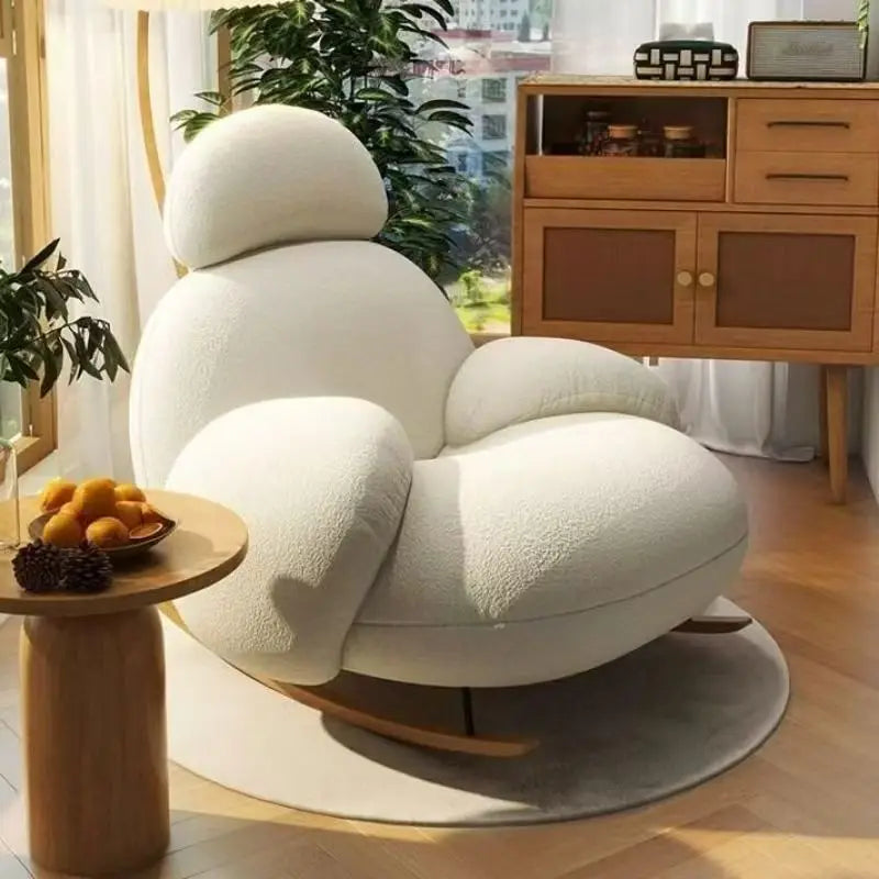 Lambskin Leisure Recliner, Rocking Chair, Home Living Room Balcony Lazy Sofa,