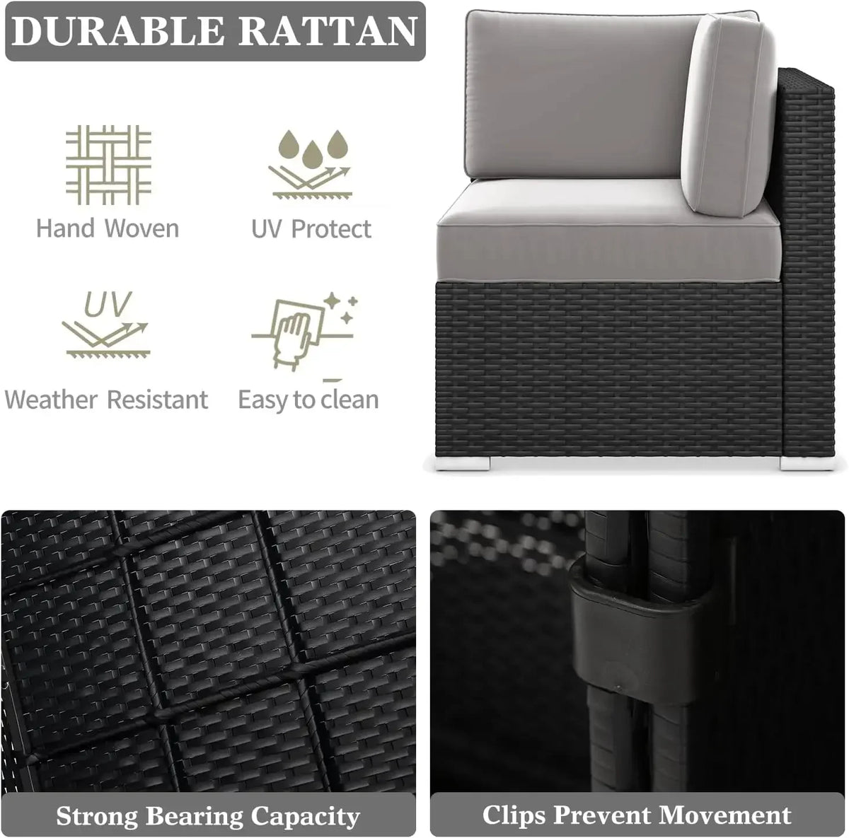 15 Piece Patio Furniture Set with Fire Pit Table, Outdoor Conversation Sets Wicker Rattan Sectional Sofa with Coffee Table