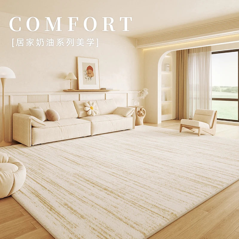 Cream Style Bedroom Decor Carpet Light Luxury Carpets for Living Room Fluffy Soft Art Design Lounge Rug Home Thickened Plush Mat