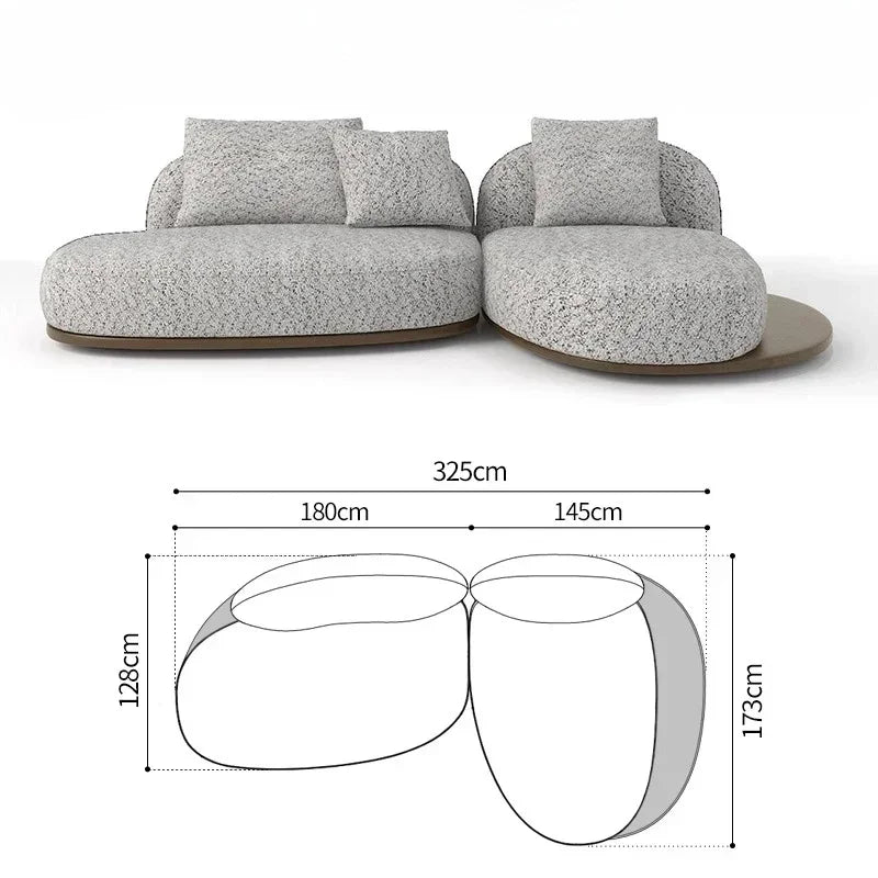 Living Room Coffee Table Designer Creative Three-person Log Style Furniture Modern Simple Modern Morocco Fabric Sectional Sofas