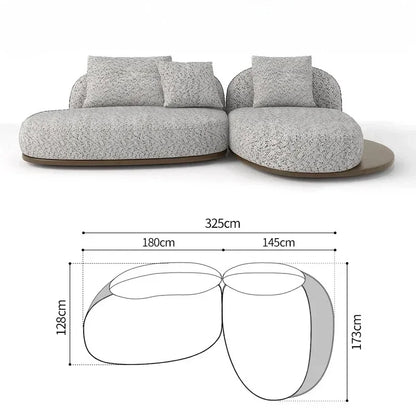 Living Room Coffee Table Designer Creative Three-person Log Style Furniture Modern Simple Modern Morocco Fabric Sectional Sofas