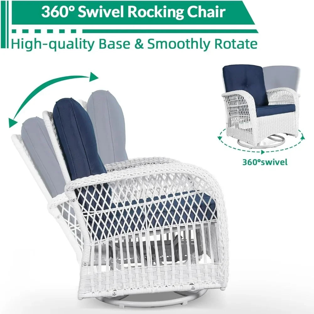 Outdoor conversation bistro, terrace rotary glider rocking chair rattan furniture